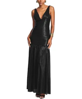 Retrofete Elsa Womens Pleated Long Cocktail And Party Dress