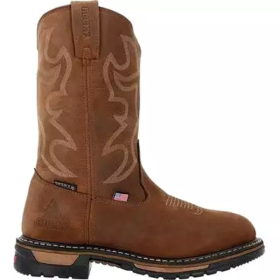 Rocky Men's Original Ride 11 Steel Toe WP Western Work Boot -Brown- RKW0419