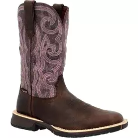 Rocky Women's Rosemary 11 Square Toe WP Western Work Boot -Brown- RKW0422