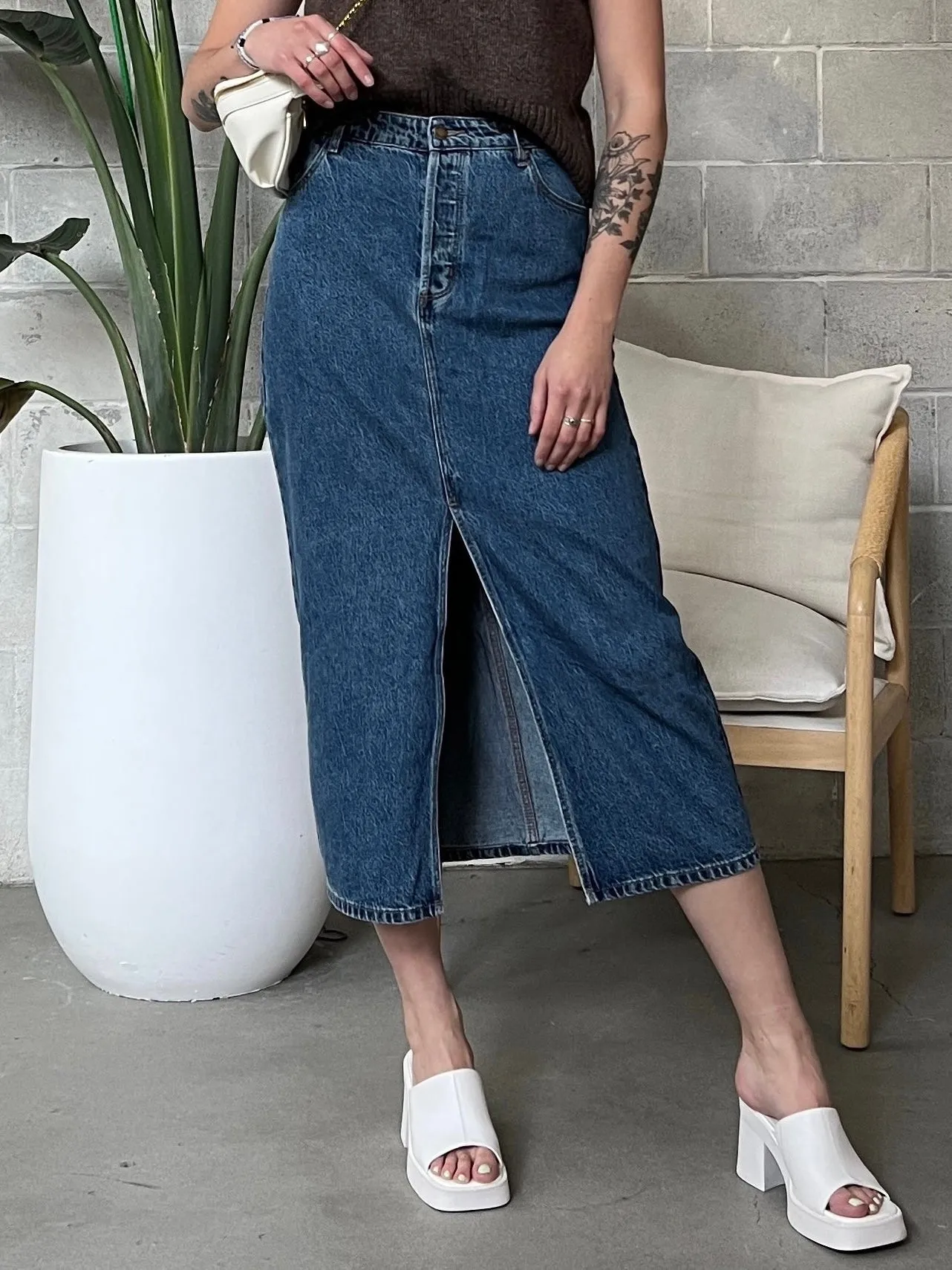 ROLLA'S Chicago Denim Maxi Skirt