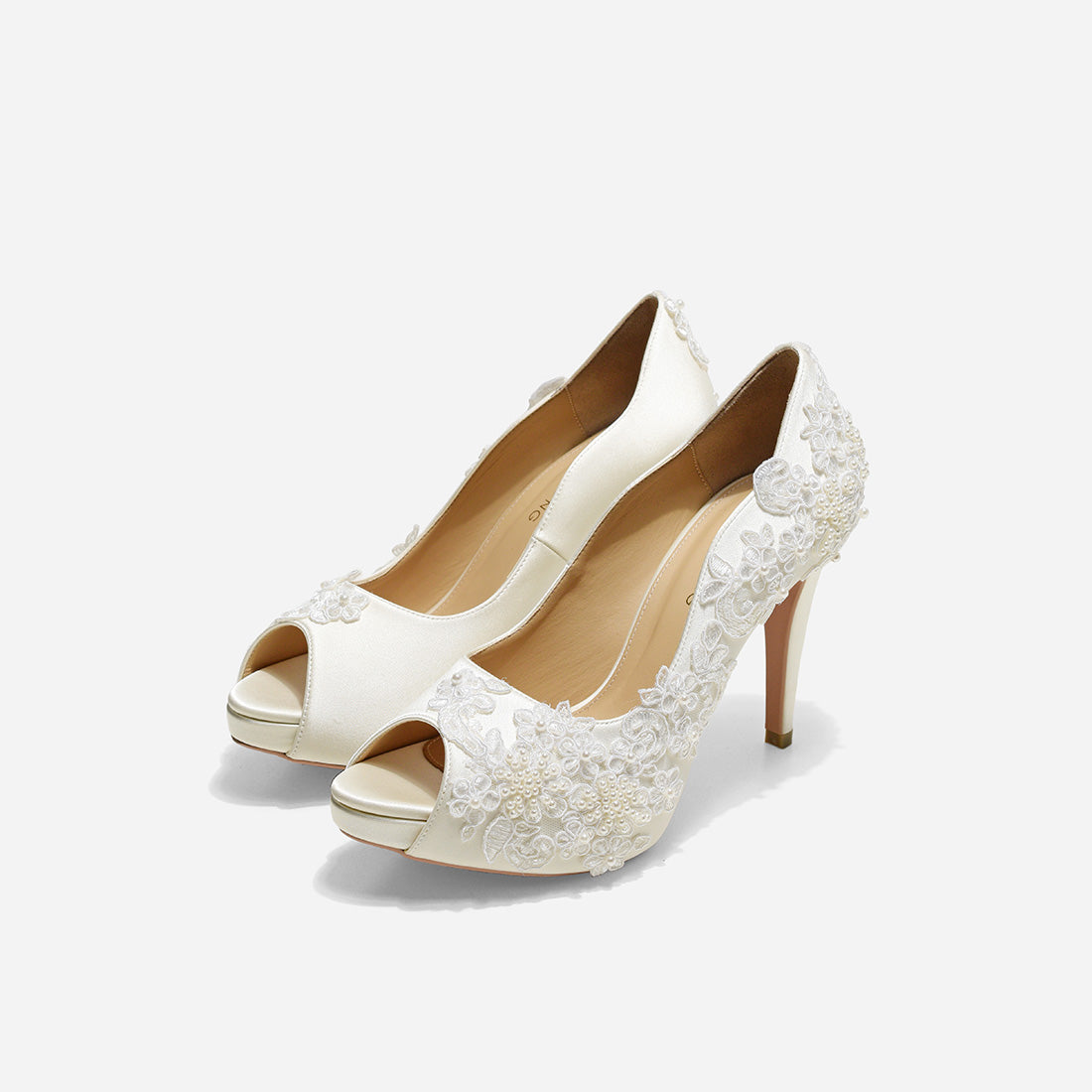 Rosie V2 White Lace Wedding Pumps