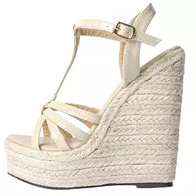 Simple European and American woven wedge heel platform sandals