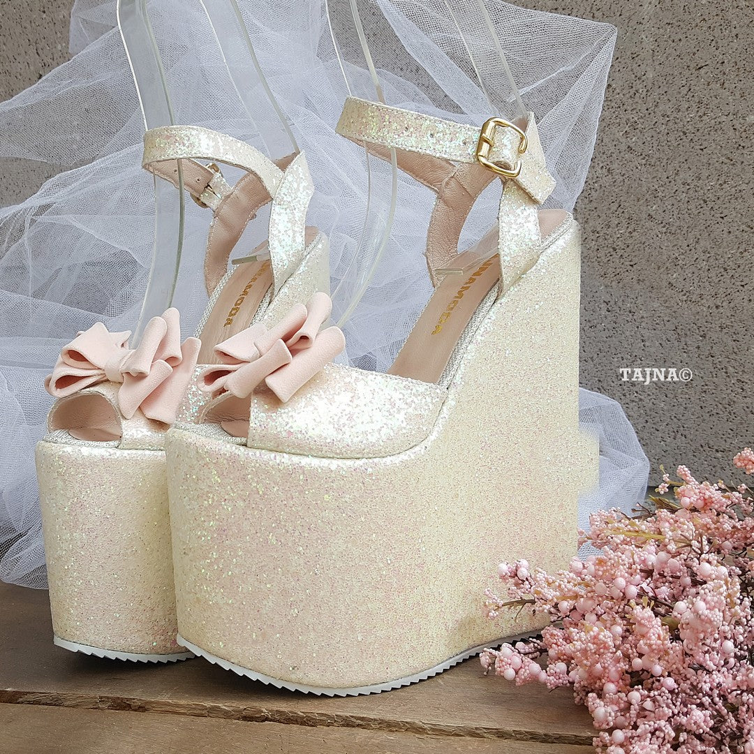 Sparkling High Heel Wedge Shoes Wedding / Bridal