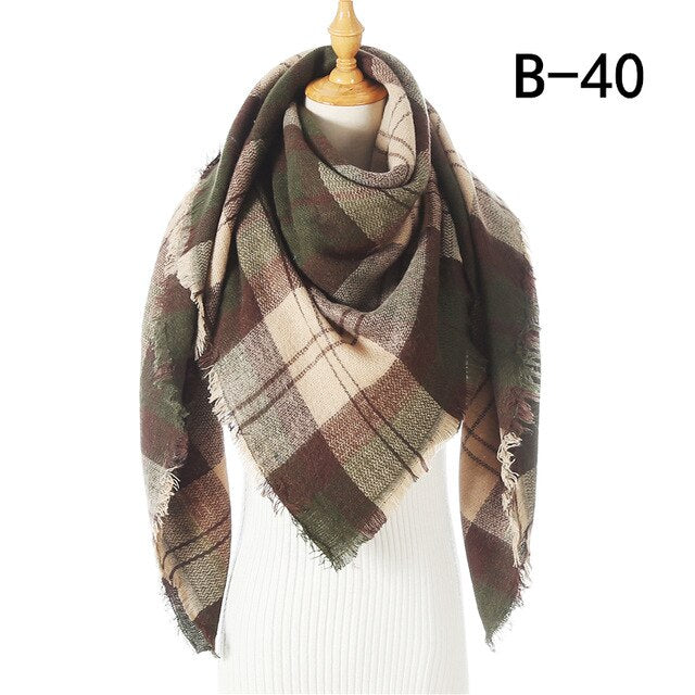 spring winter women scarf plaid warm cashmere scarves shawls luxury brand neck bandana  pashmina lady wrap