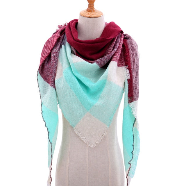 spring winter women scarf plaid warm cashmere scarves shawls luxury brand neck bandana  pashmina lady wrap