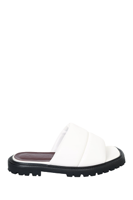 Staud White Puffer Vegan Leather Slide Sandals Size 40