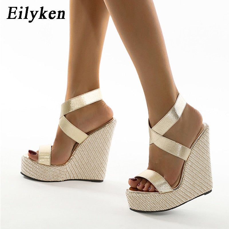 Super High Peep Toe Gladiator Wedges Sandals Platform Fashion Summer Sandals