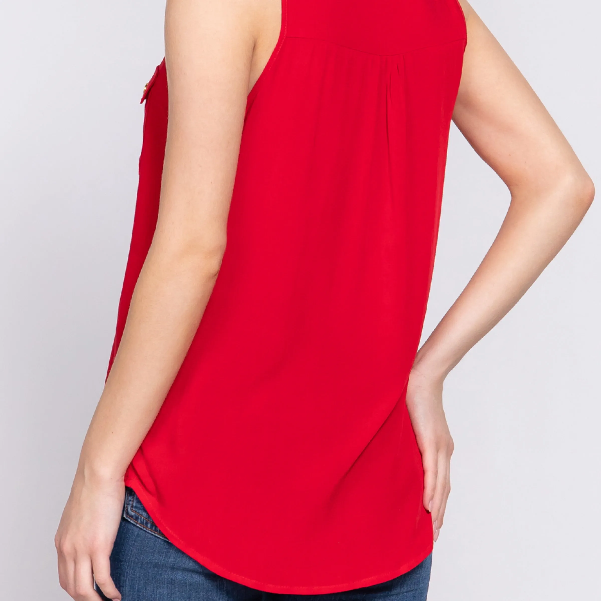 Sure Feels Right Front Button Details Top Red