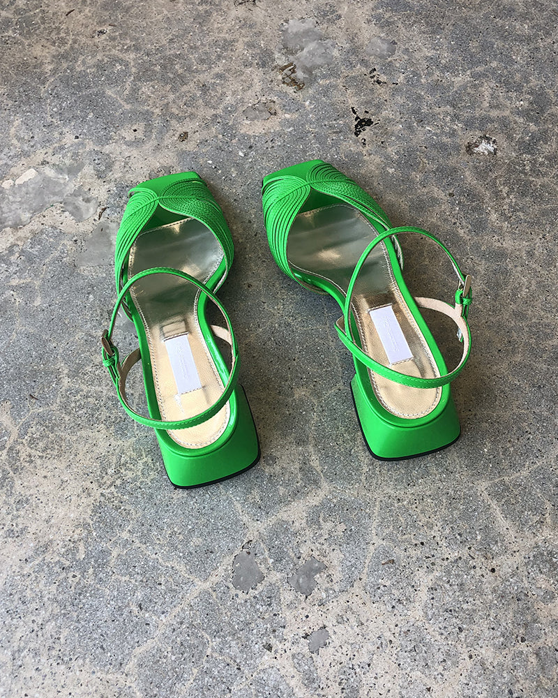 Suzanne Rae 70's low sandal neon green- LAST PAIR