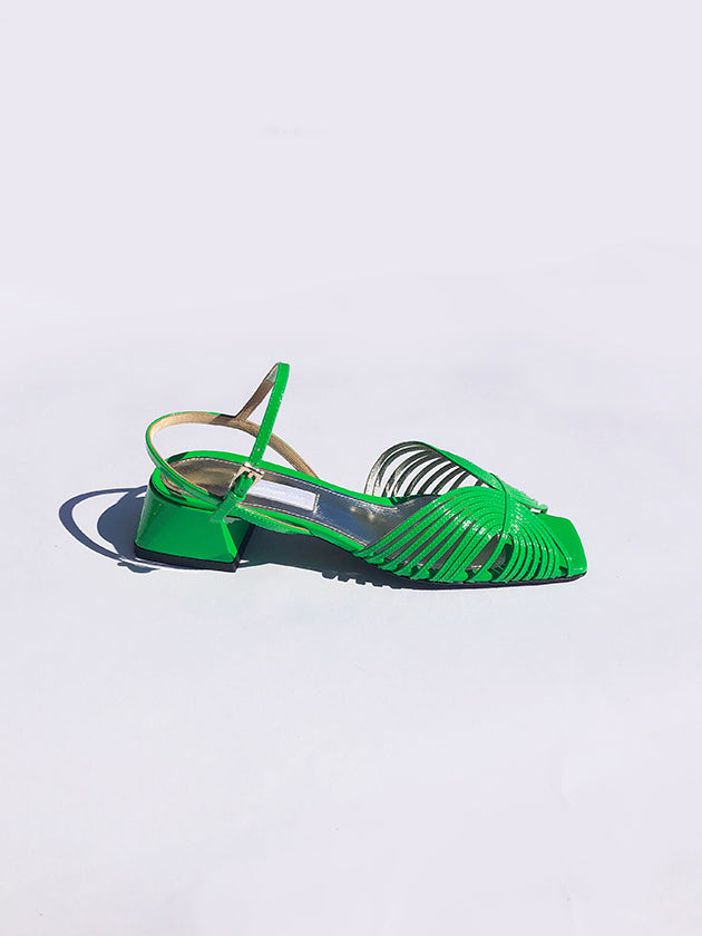 Suzanne Rae 70's low sandal neon green- LAST PAIR