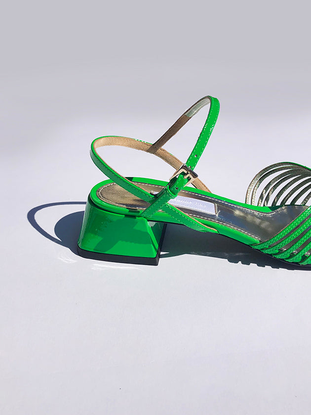 Suzanne Rae 70's low sandal neon green- LAST PAIR