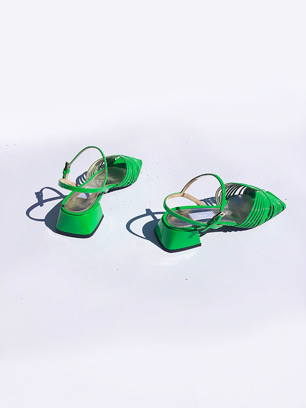 Suzanne Rae 70's low sandal neon green- LAST PAIR