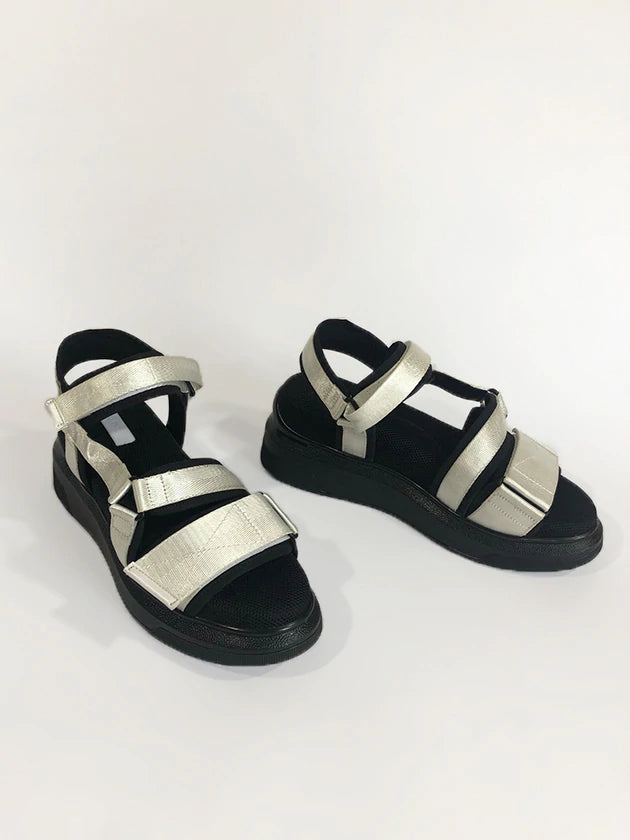 Suzanne Rae Velcro Sandal White and Black