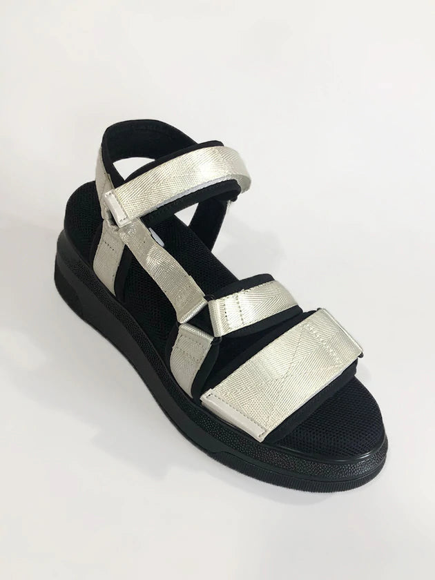 Suzanne Rae Velcro Sandal White and Black