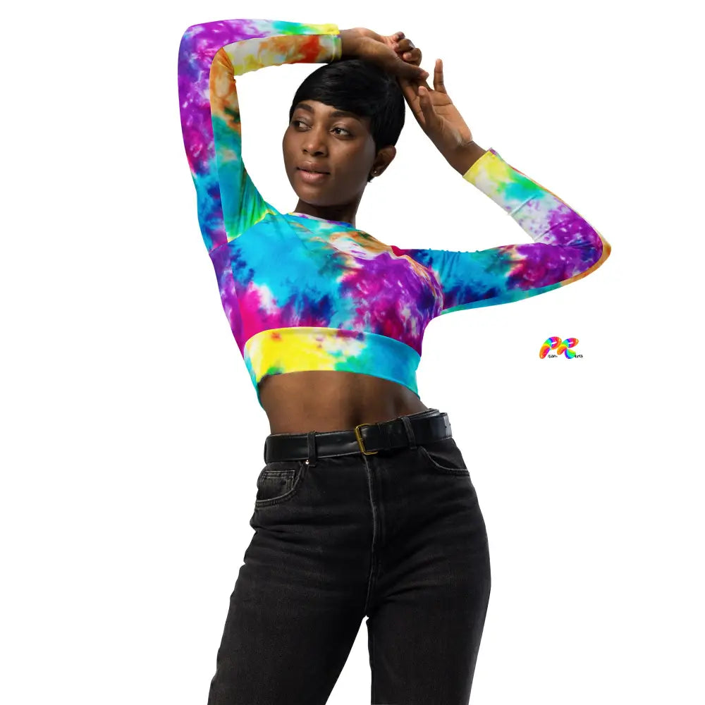 Tie-dye Long Sleeve Festival Crop Top