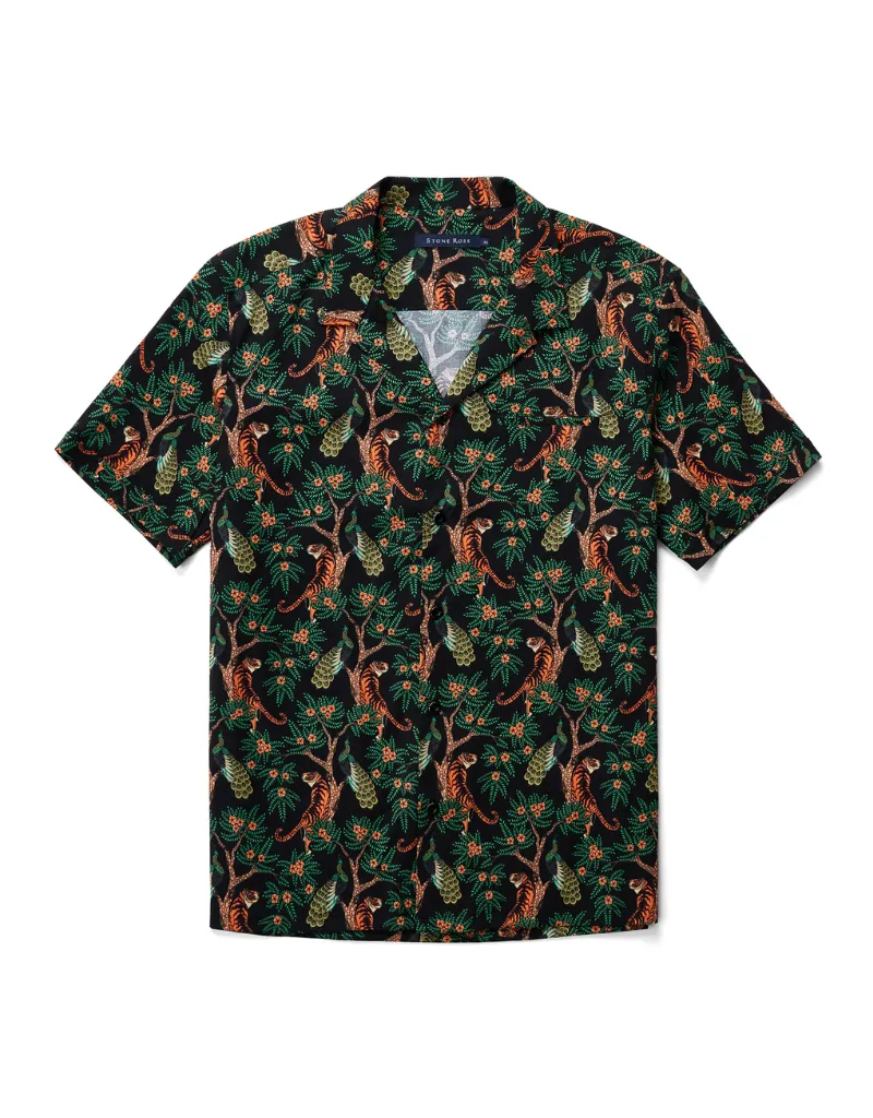 TIGER RESORT COLLAR SHORT SLEEVE SHIRT