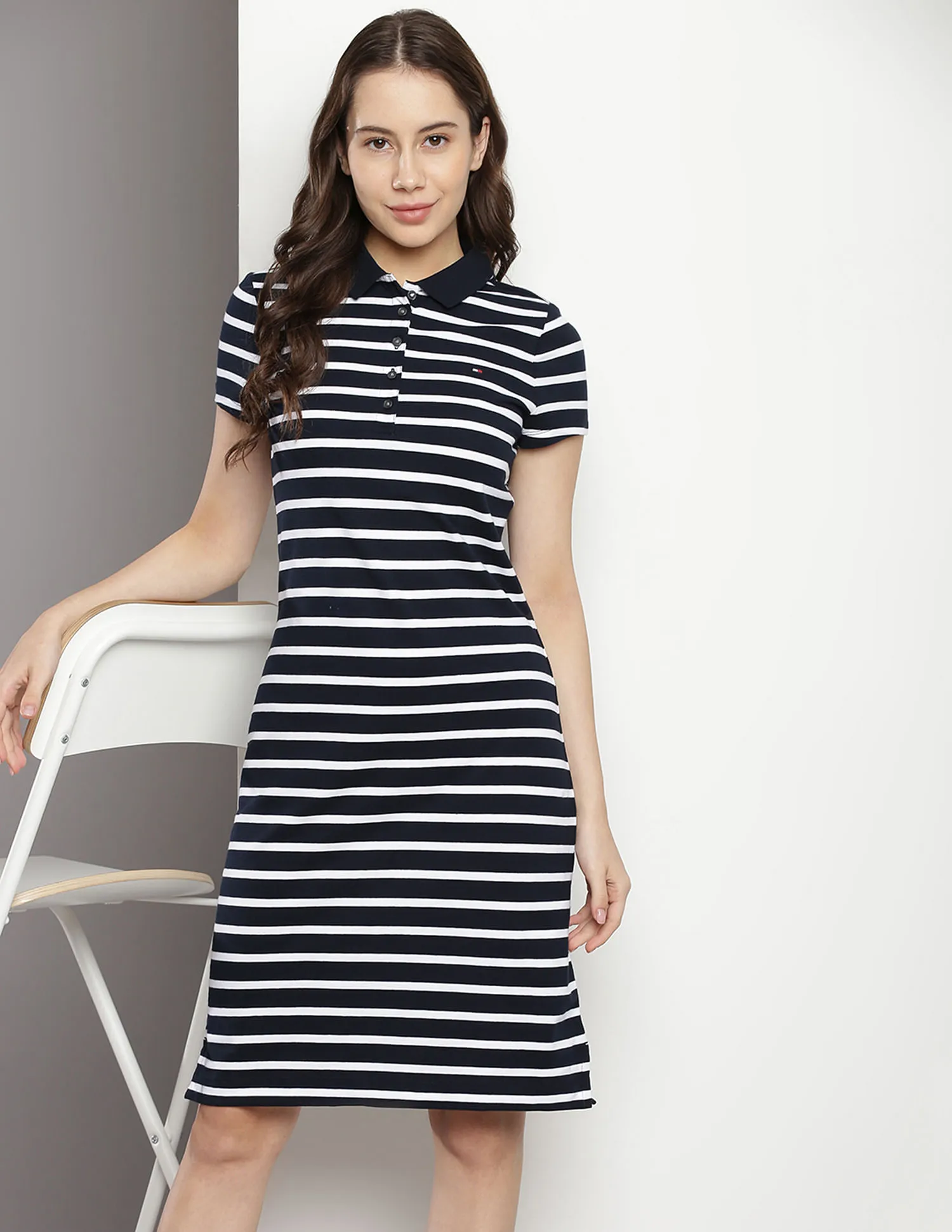 Tommy Hilfiger Horizontal Stripe Pique Polo Dress