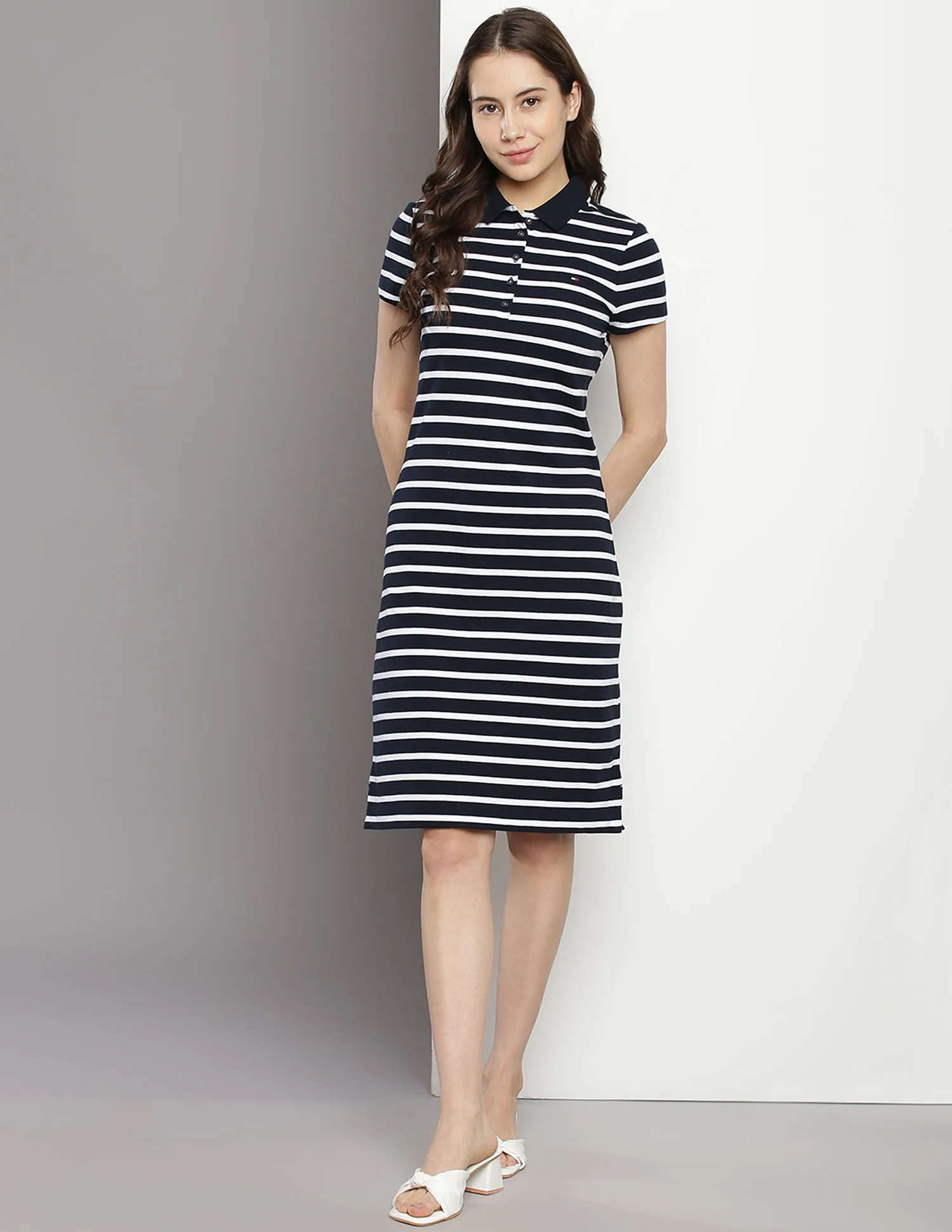 Tommy Hilfiger Horizontal Stripe Pique Polo Dress