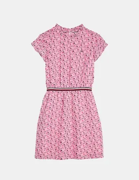 Tommy Hilfiger Kids Girls Pink Round Neck Allover Print Dress