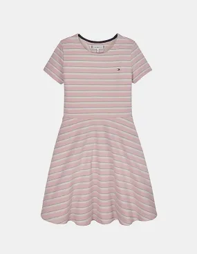 Tommy Hilfiger Kids Girls Pink Sparkle Knit Fit And Flare Dress