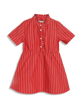 Tommy Hilfiger Kids Girls Vertical Stripe Shirt Dress