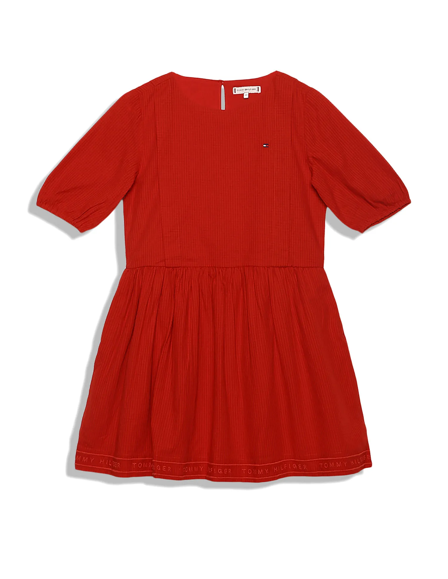 Tommy Hilfiger Kids Short Sleeve textured Grid Dobby Dress