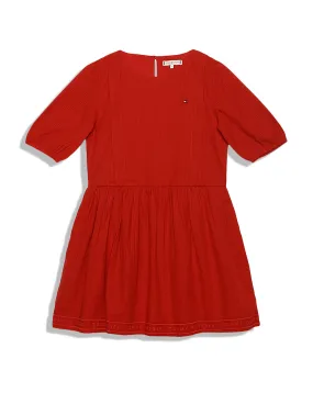 Tommy Hilfiger Kids Short Sleeve textured Grid Dobby Dress