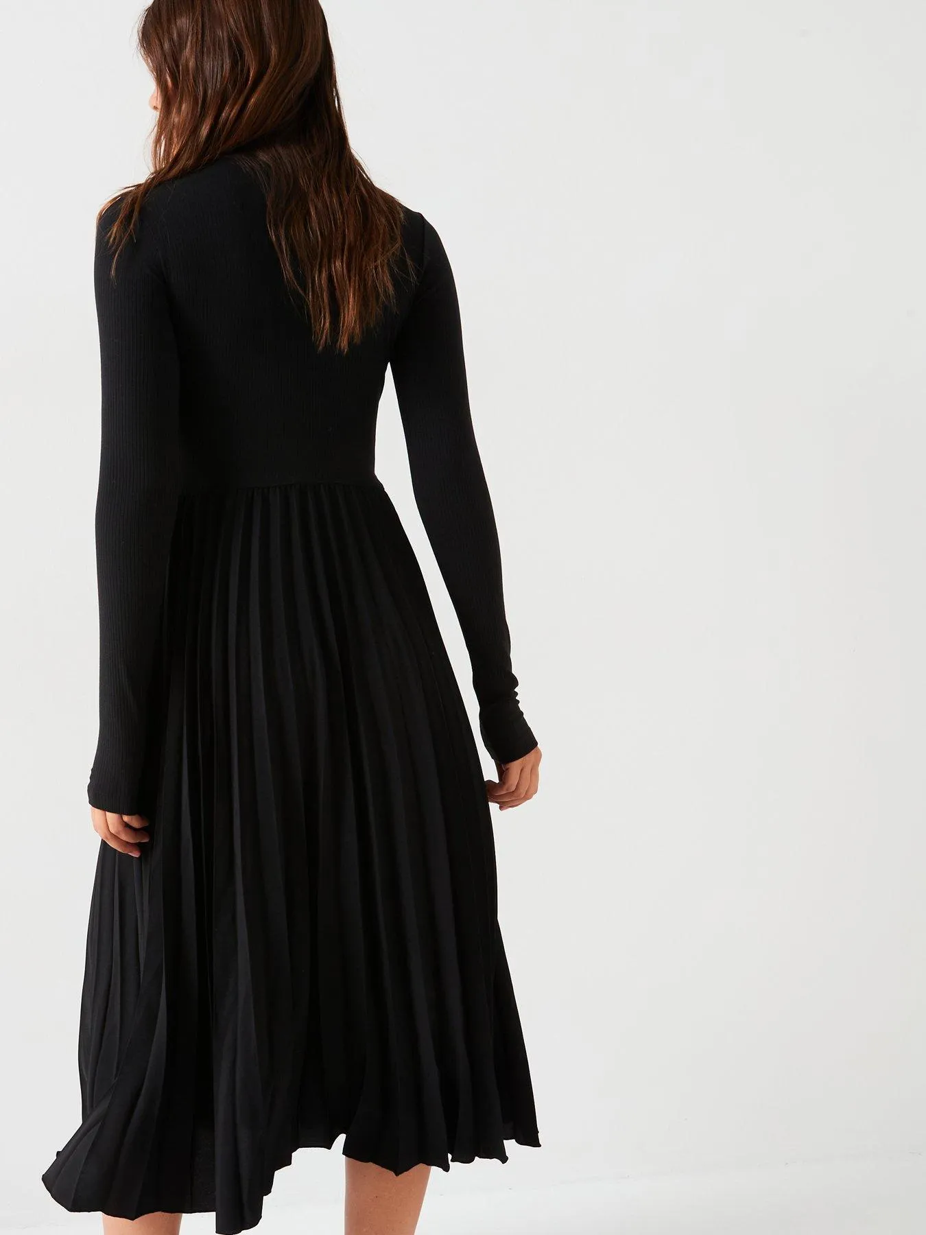 Tommy Hilfiger Pleated Long Sleeve Dress - Black