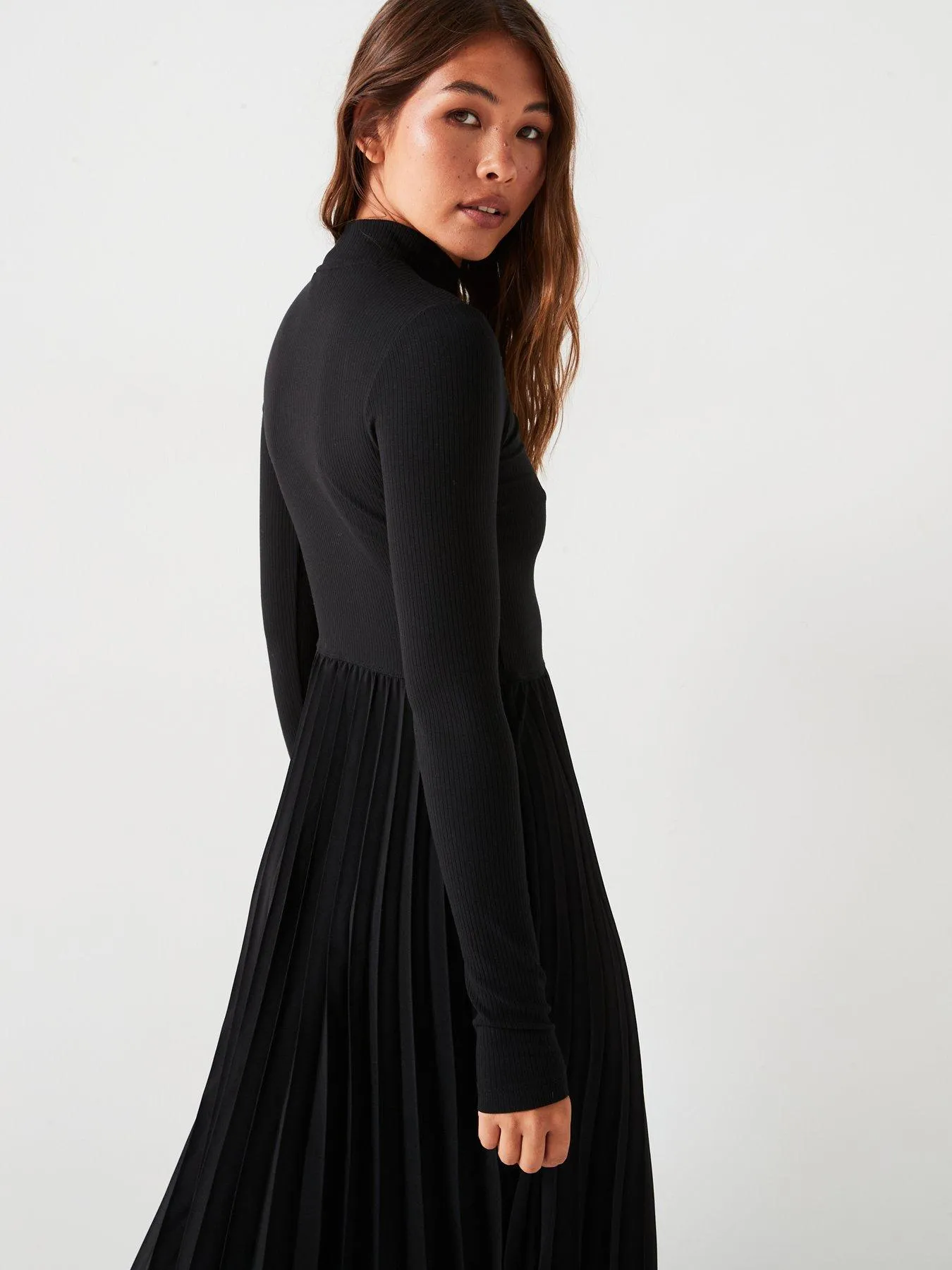 Tommy Hilfiger Pleated Long Sleeve Dress - Black