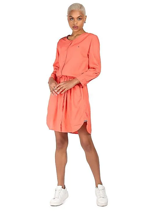 Tommy Hilfiger Women Coral Round Neck Shirt Dress