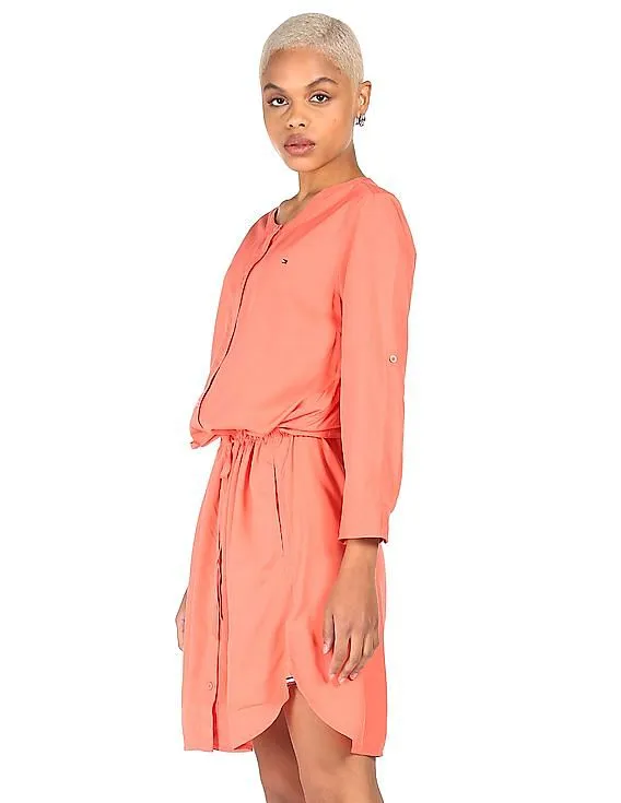 Tommy Hilfiger Women Coral Round Neck Shirt Dress