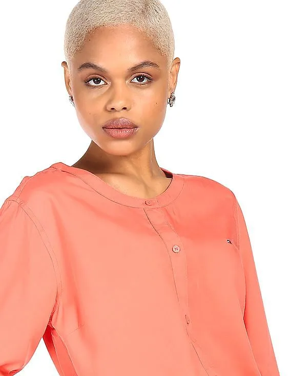 Tommy Hilfiger Women Coral Round Neck Shirt Dress