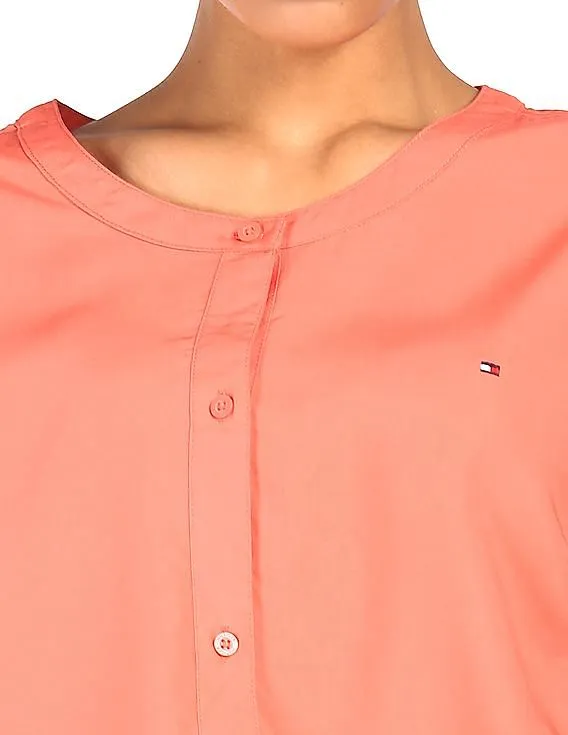 Tommy Hilfiger Women Coral Round Neck Shirt Dress