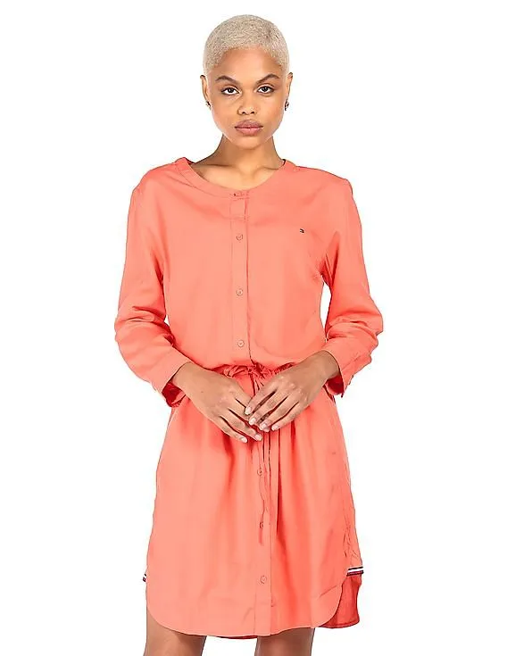 Tommy Hilfiger Women Coral Round Neck Shirt Dress