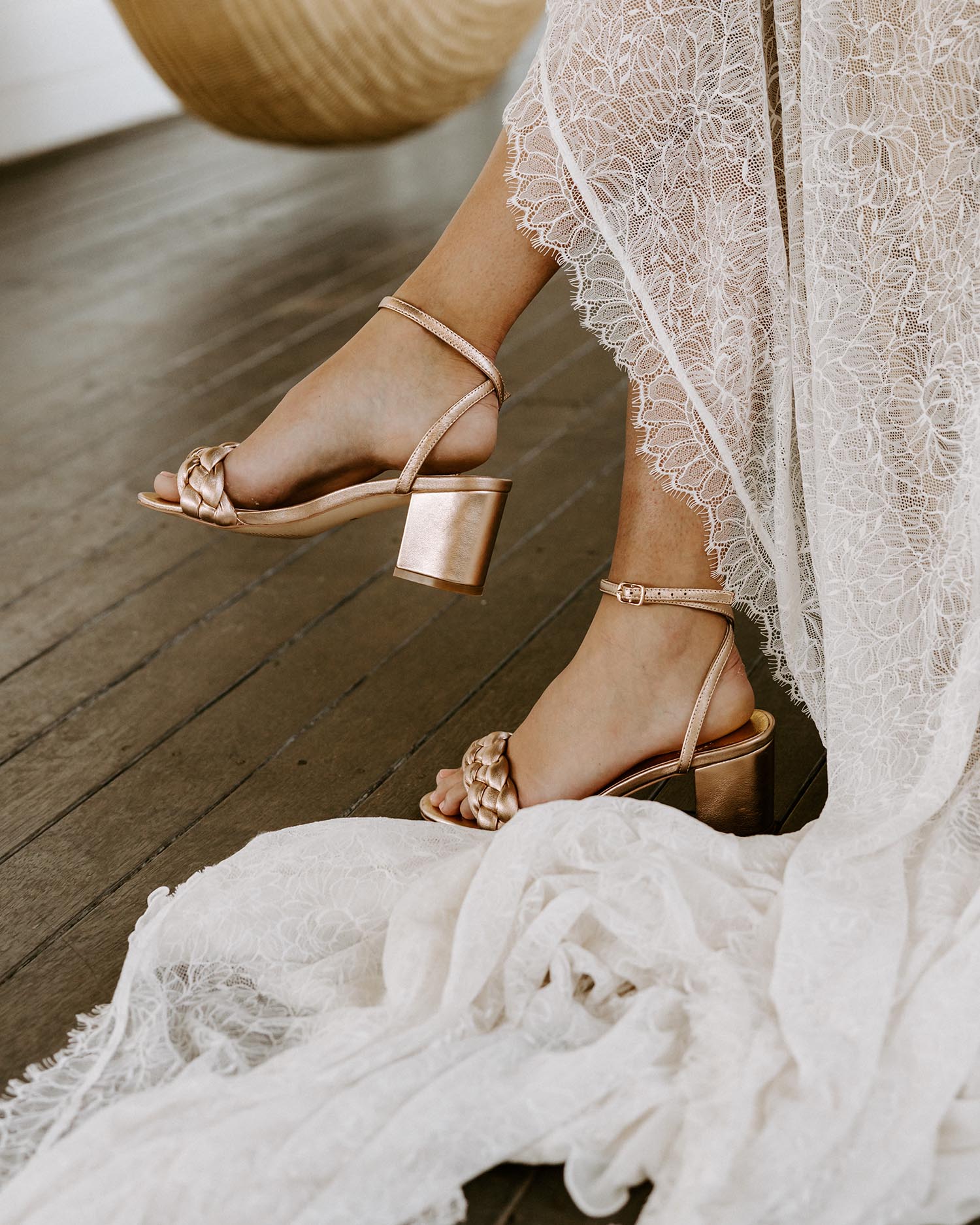 TRUE - GOLD METALLIC WEDDING SANDALS WITH PLAIT TOE  - FINAL SALE!