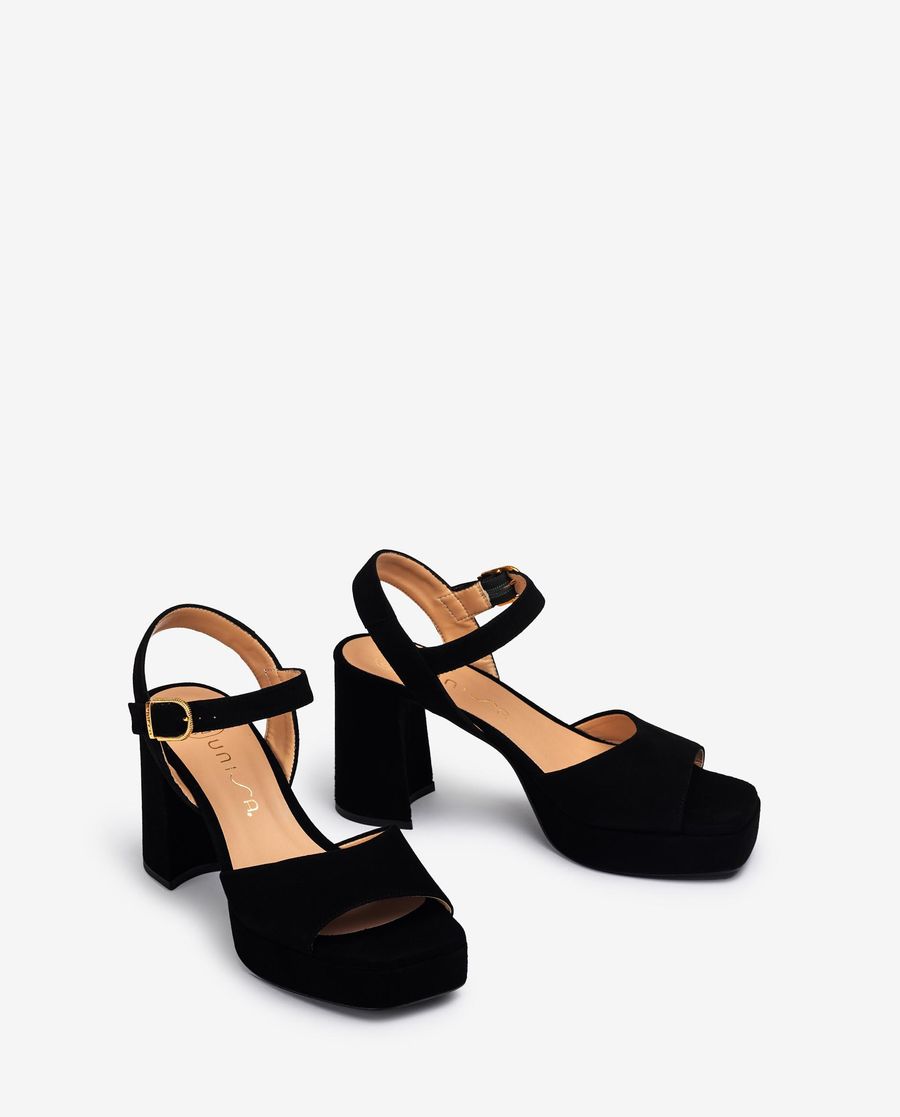 UNISA ODRAN SUEDE BLACK SANDAL