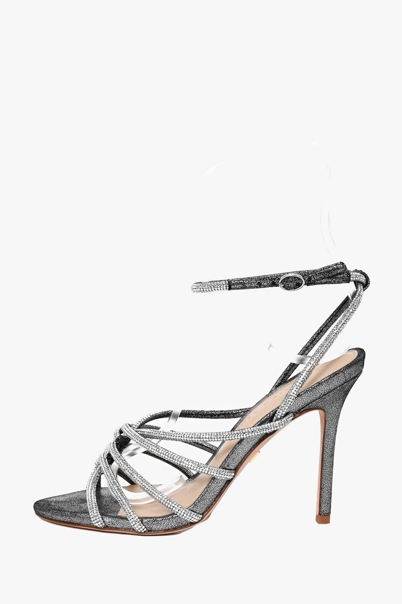 Veronica Beard Silver Embellished Rope Detail Heeled Sandals Size 6