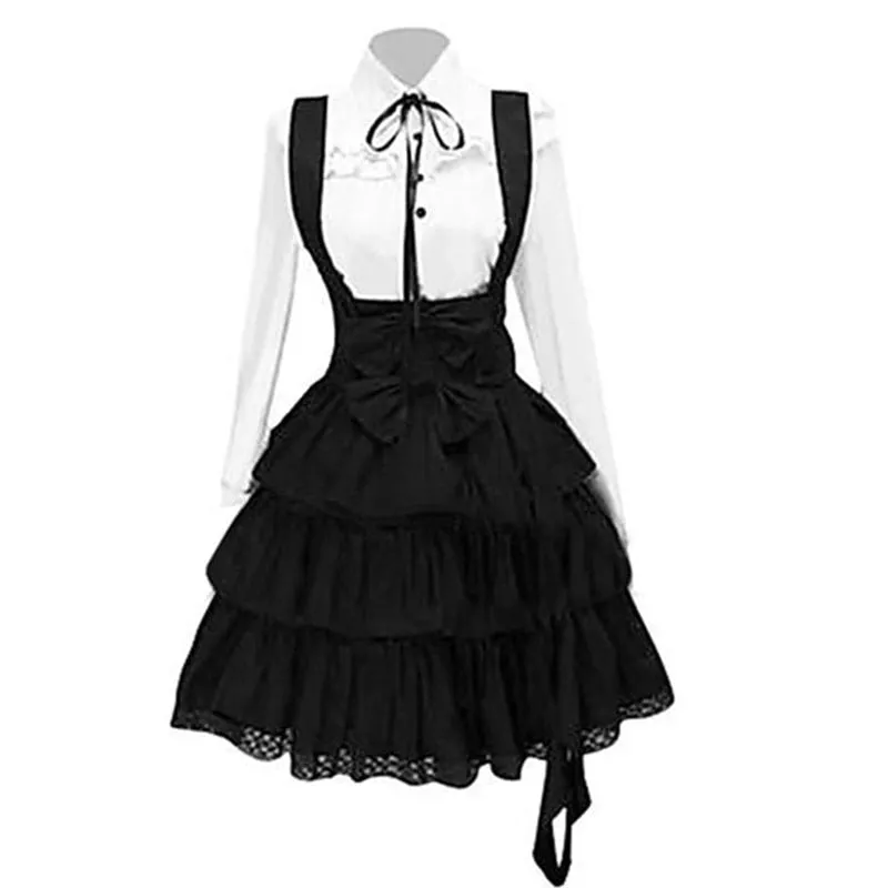 Vintage Elegant Party Gothic Summer Women Lolita Dresses Big Size Chic Ruffles Lace Up Bowknot Retro Princess Female Punk Dress