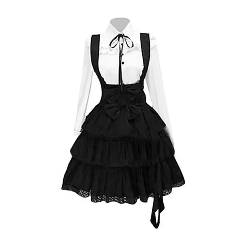 Vintage Elegant Party Gothic Summer Women Lolita Dresses Big Size Chic Ruffles Lace Up Bowknot Retro Princess Female Punk Dress