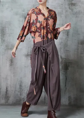 Vintage Oversized Patchwork Linen Jumpsuits Summer