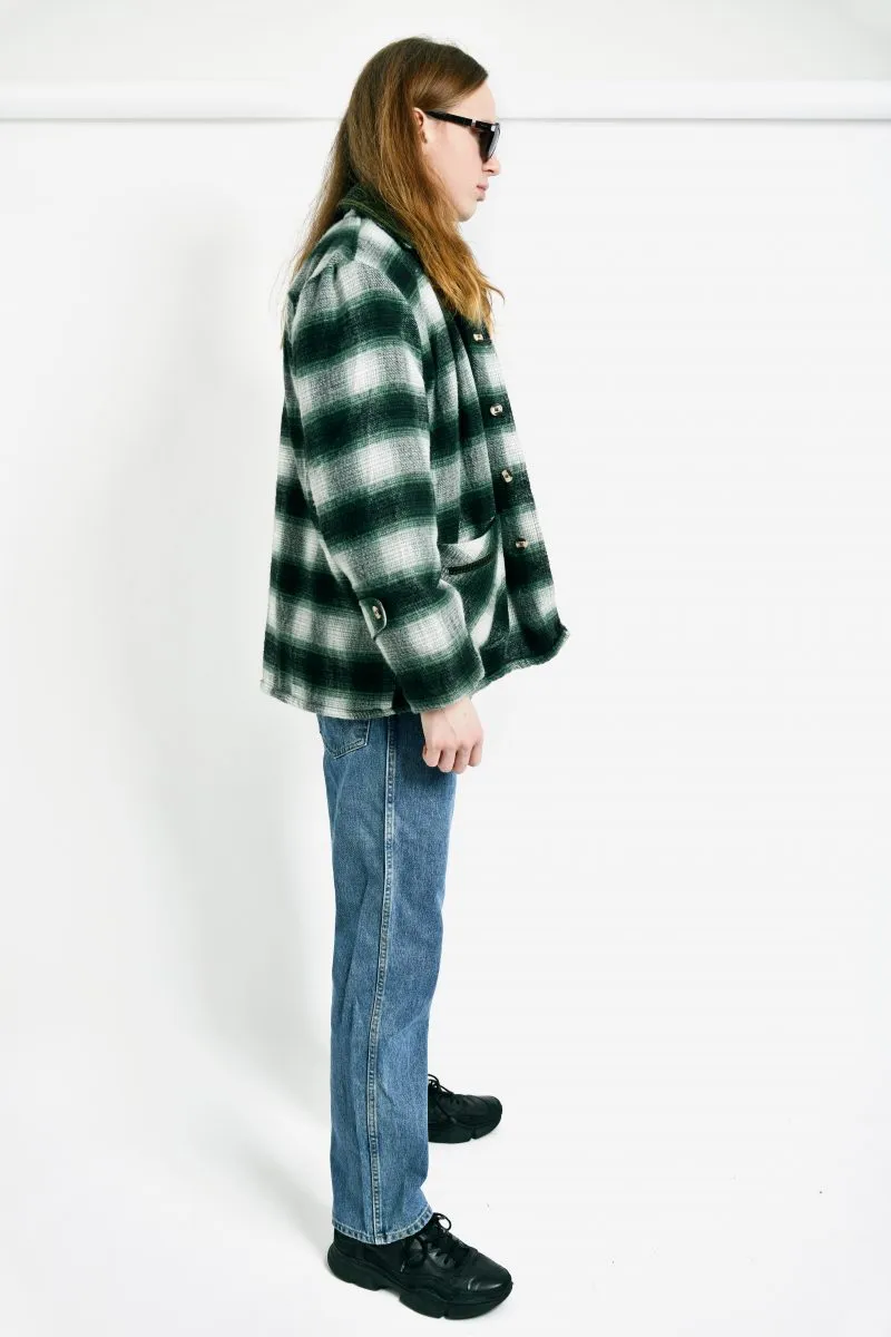 Vintage warm plaid coat green