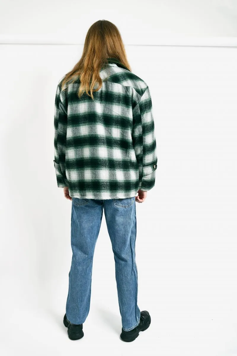 Vintage warm plaid coat green