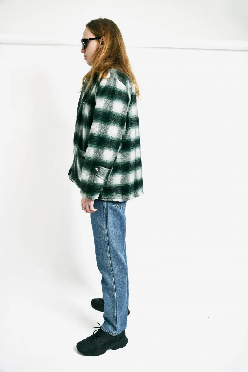 Vintage warm plaid coat green