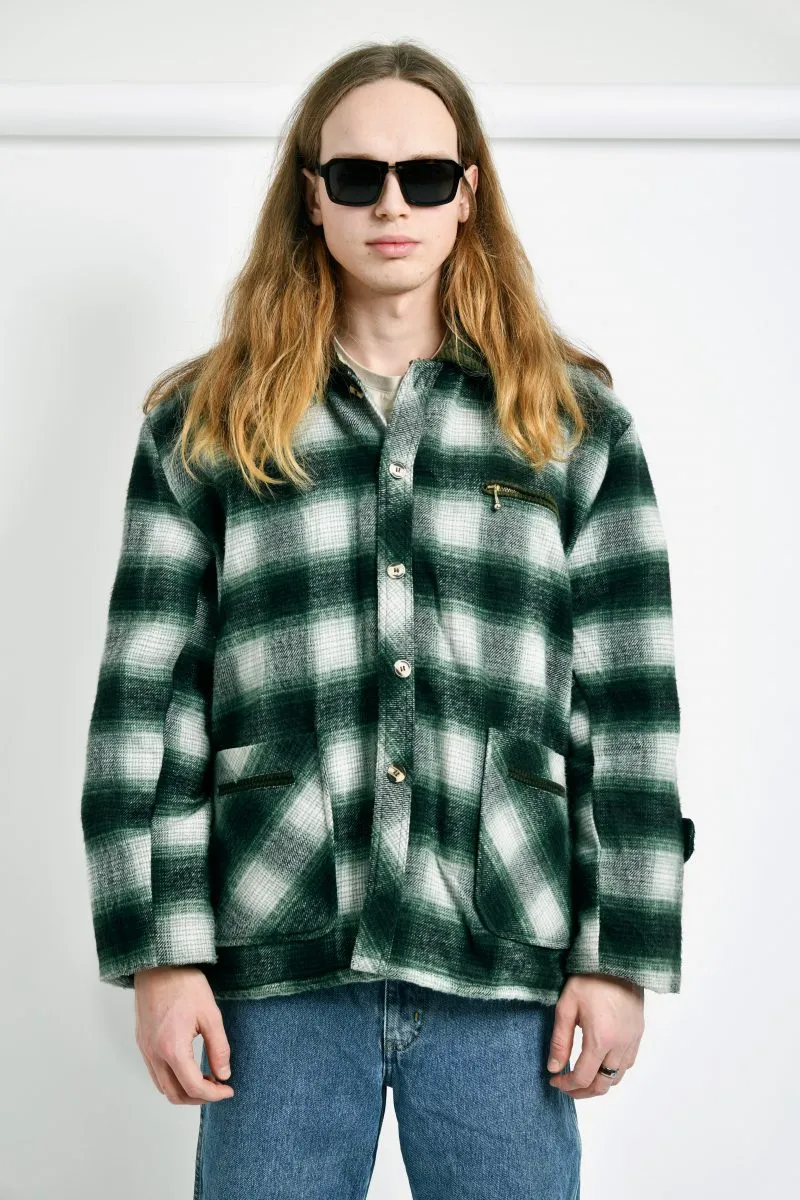 Vintage warm plaid coat green