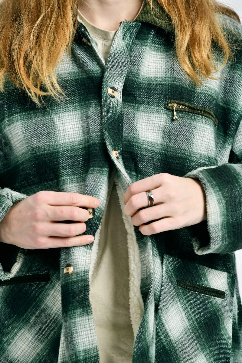 Vintage warm plaid coat green