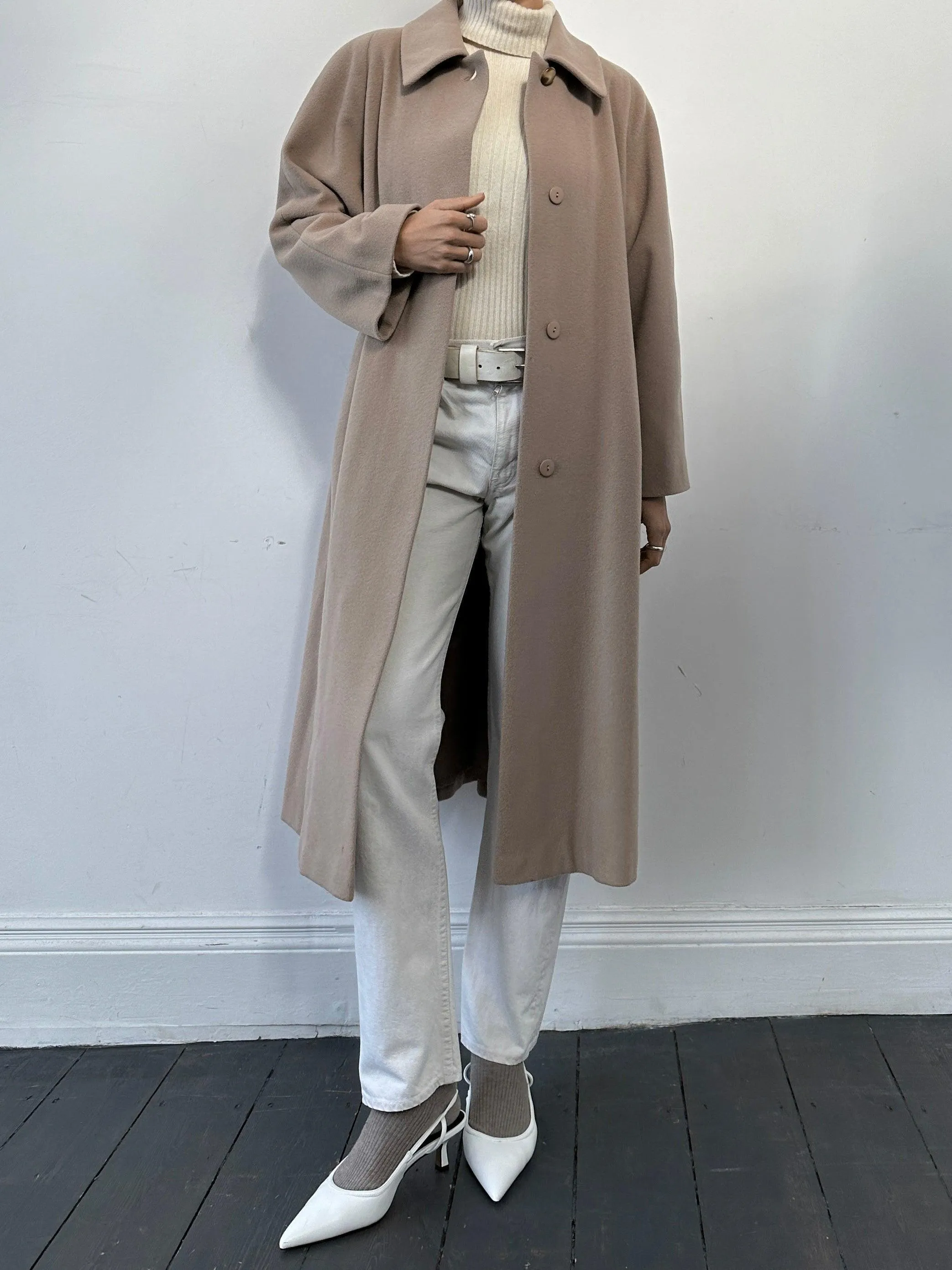 Vintage Wool Cashmere Concealed Placket Coat - M/L