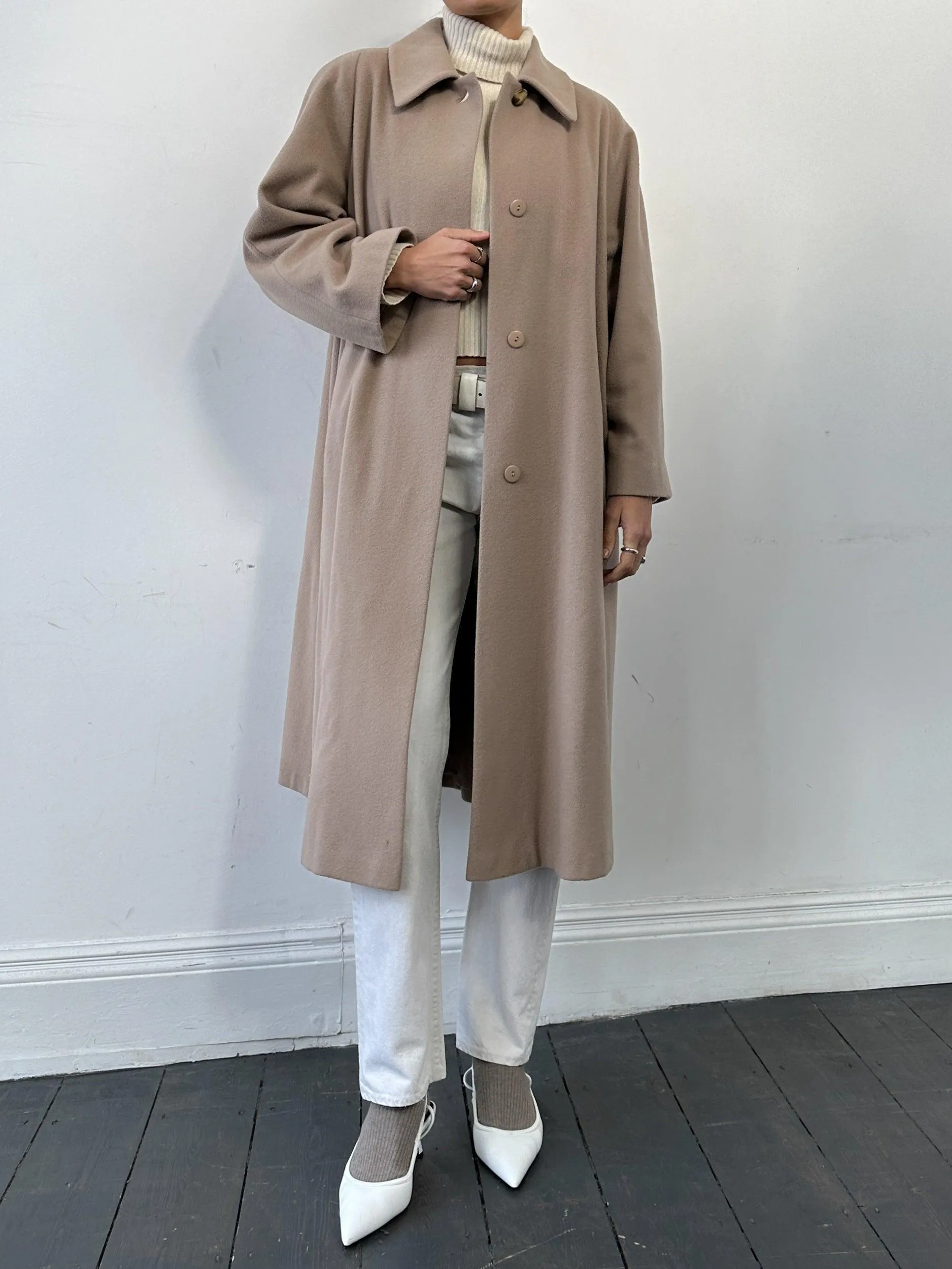 Vintage Wool Cashmere Concealed Placket Coat - M/L