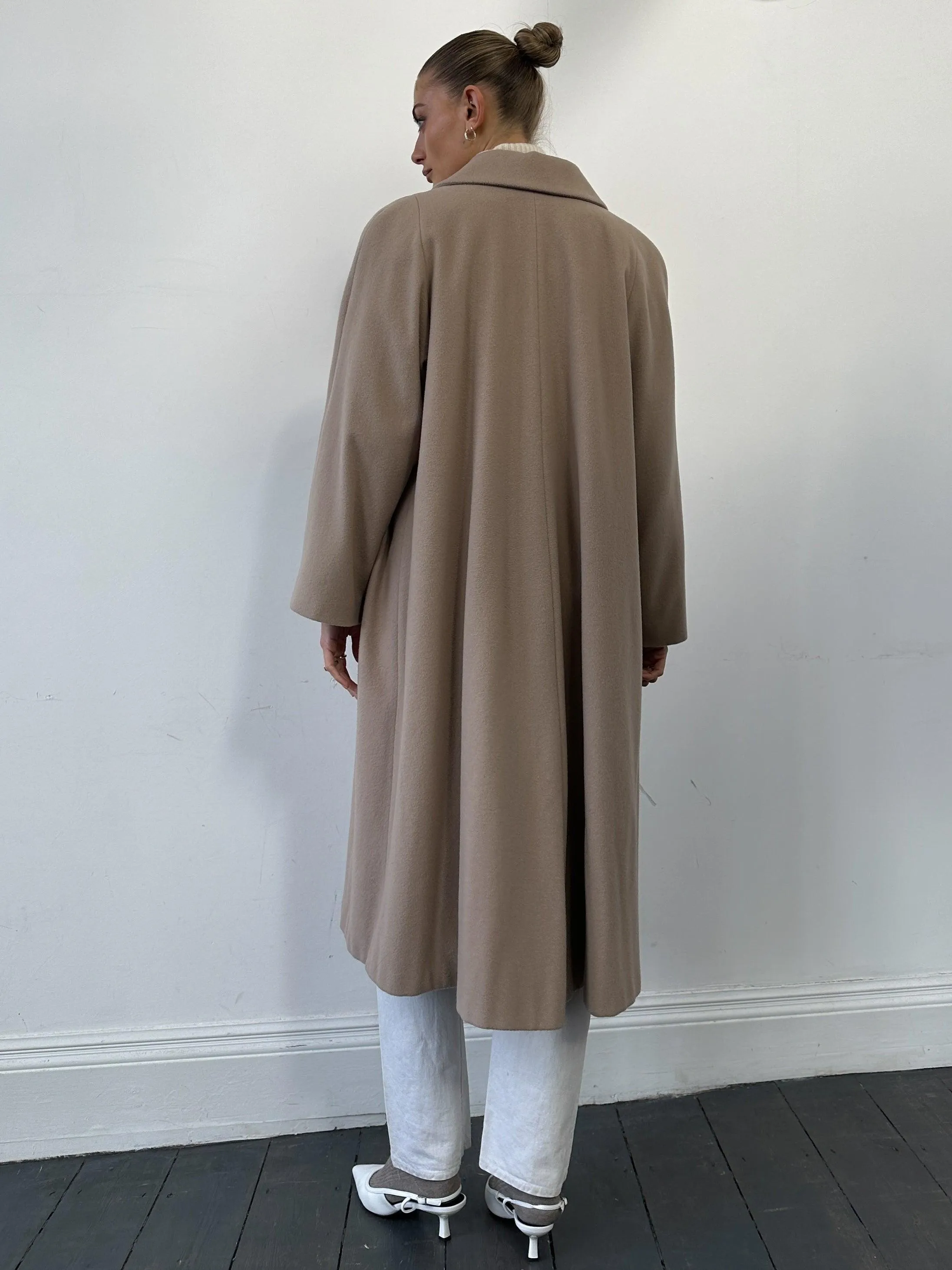 Vintage Wool Cashmere Concealed Placket Coat - M/L