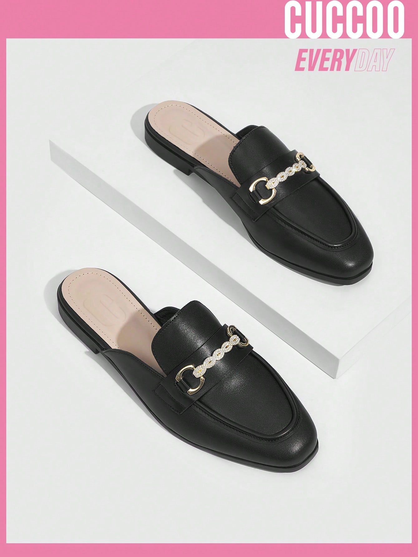 Woman Shoes Fashionable Black Mule Flat Shoes For Spring And Summer