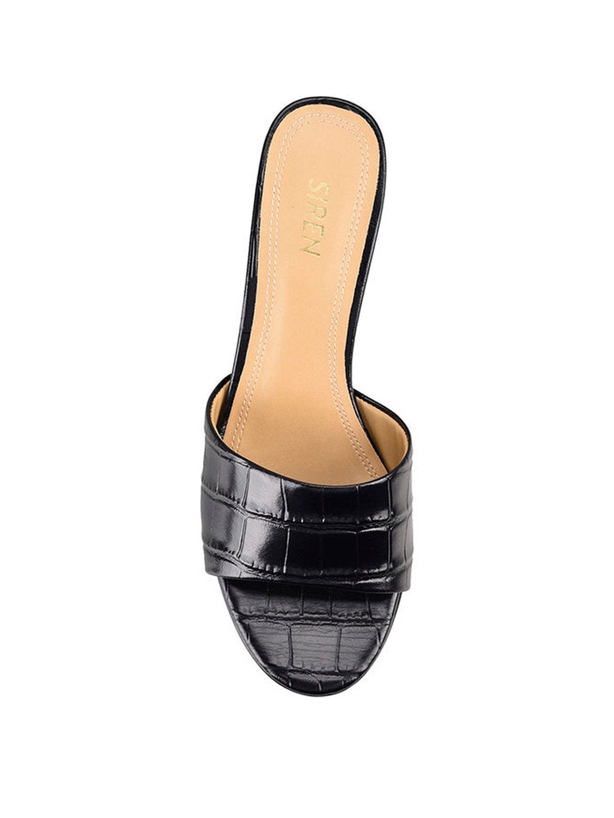 Xavier Heel Mules - Black Croc Embossed Leather